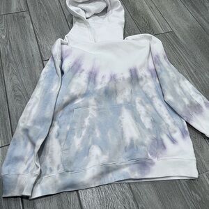 GAP Tie-Dye Hoodie in White and Light Blue